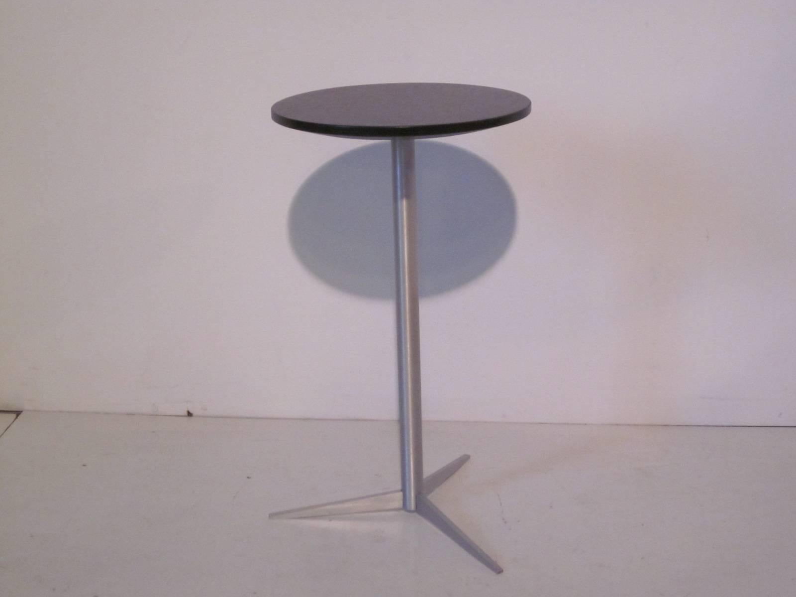 20th Century Walnut and Aluminum Cigarette Side Table