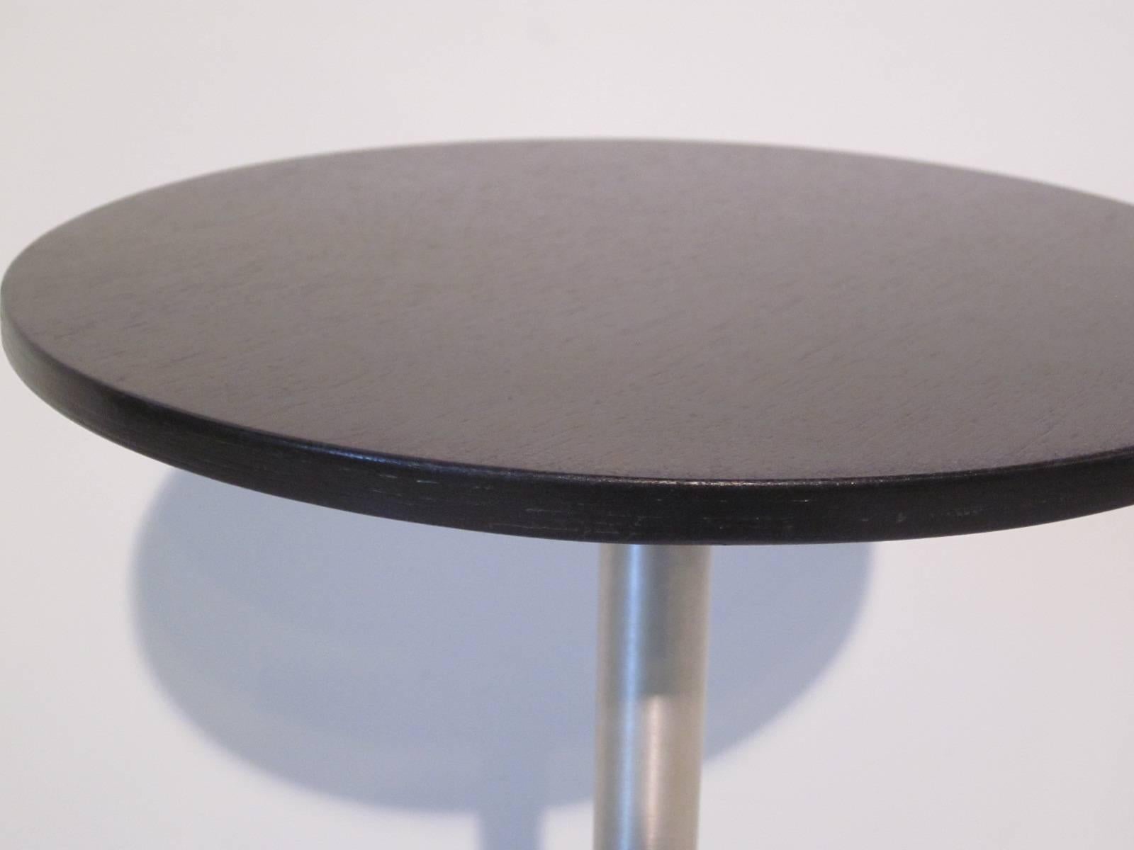 Walnut and Aluminum Cigarette Side Table In Excellent Condition In Cincinnati, OH