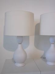 Mid-Century Onion Skin Styled Ceramic Pottery Table Lamps