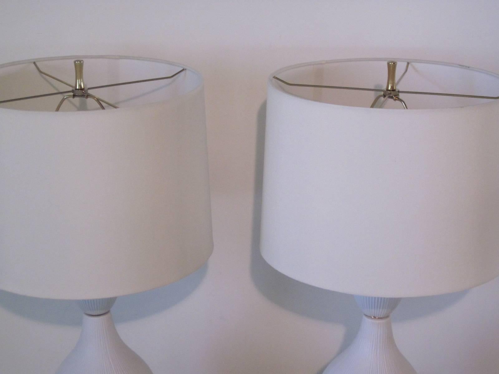 American Mid-Century Onion Skin Styled Ceramic Pottery Table Lamps