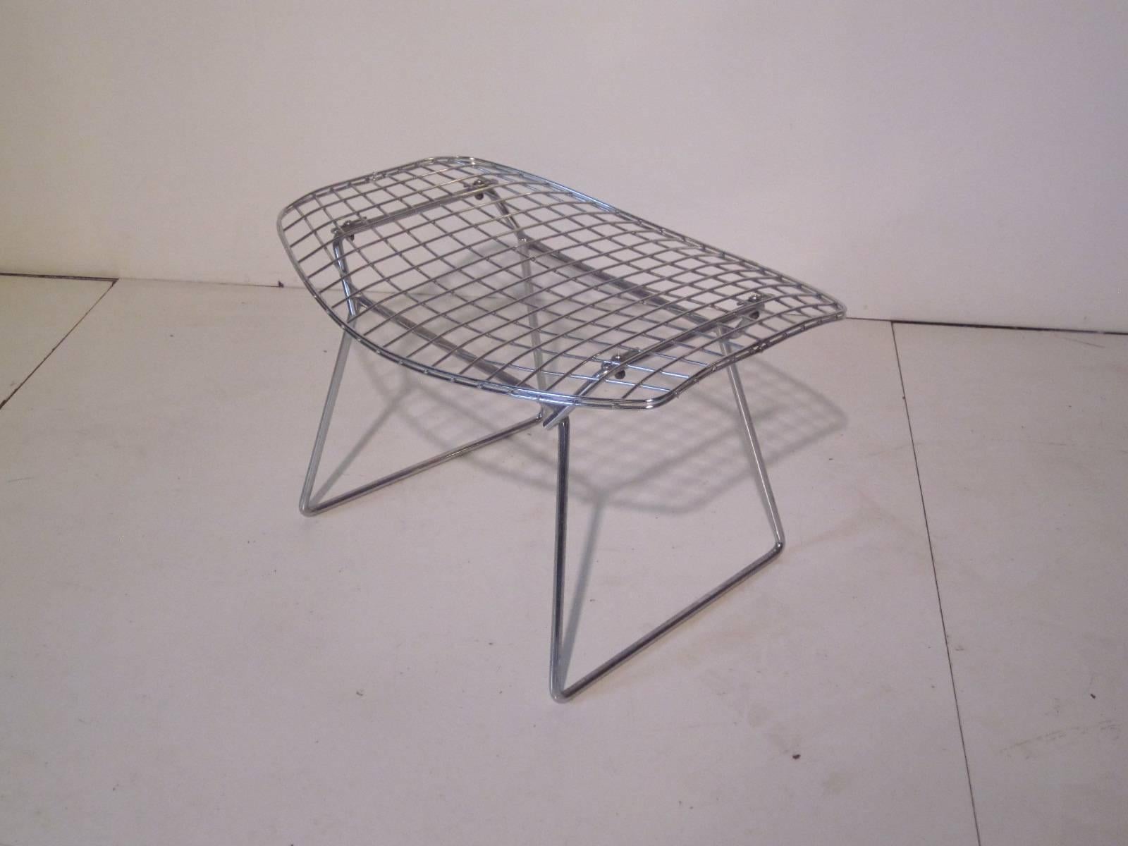 Harry Bertoia Chrome Bird Chair with Ottoman for Knoll In Excellent Condition In Cincinnati, OH