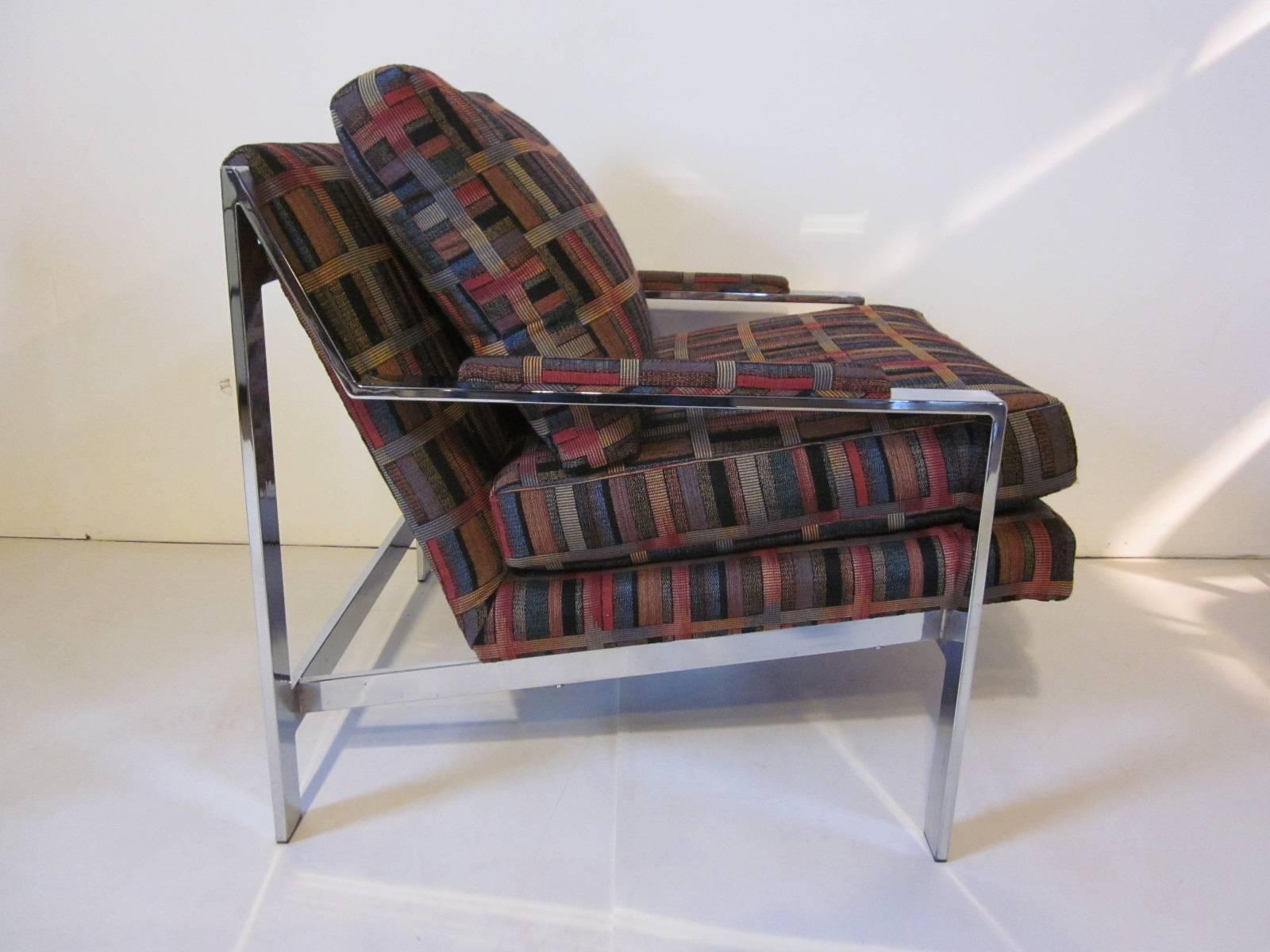 Modern Milo Baughman Chromed Framed Lounge Chairs