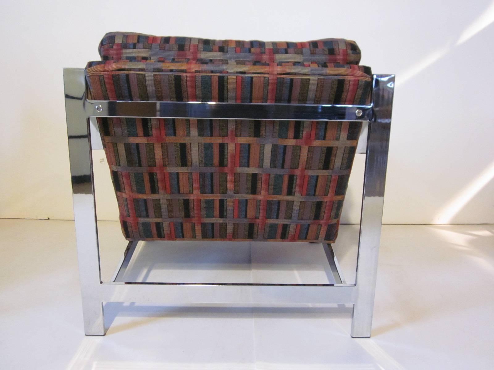 American Milo Baughman Chromed Framed Lounge Chairs