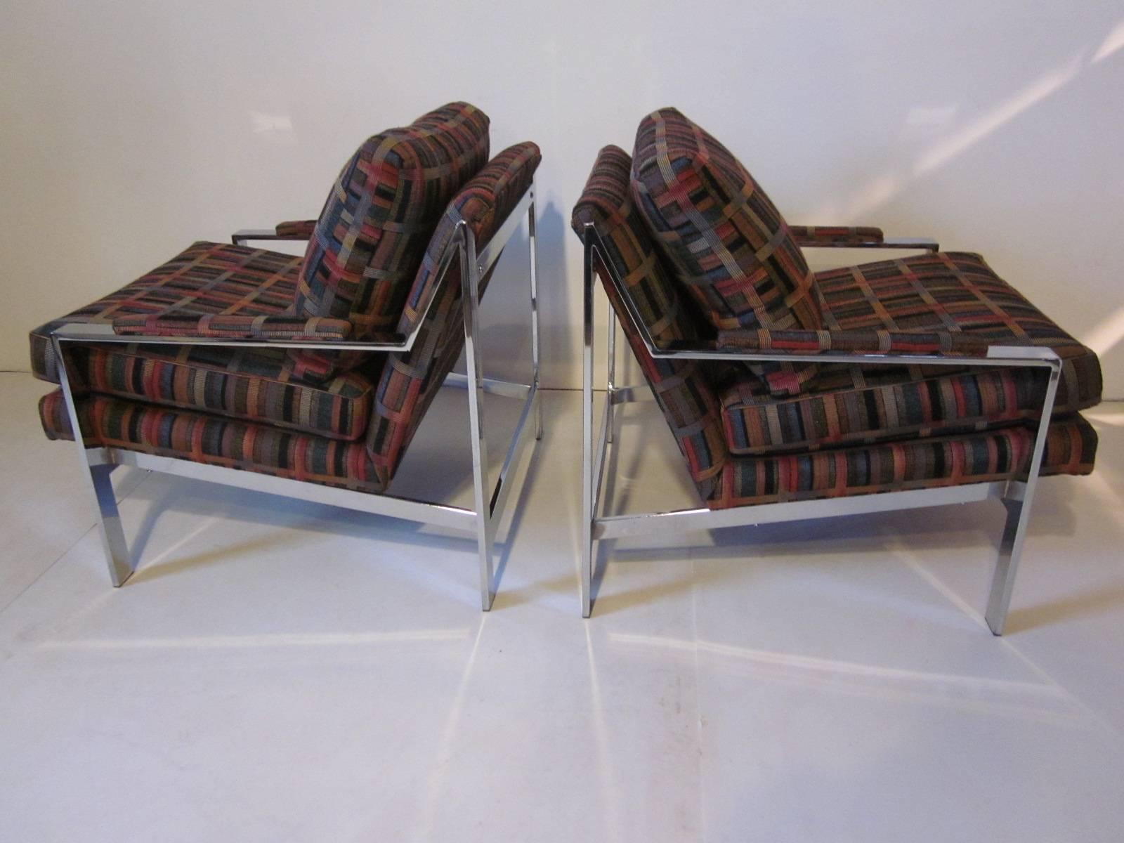 20th Century Milo Baughman Chromed Framed Lounge Chairs