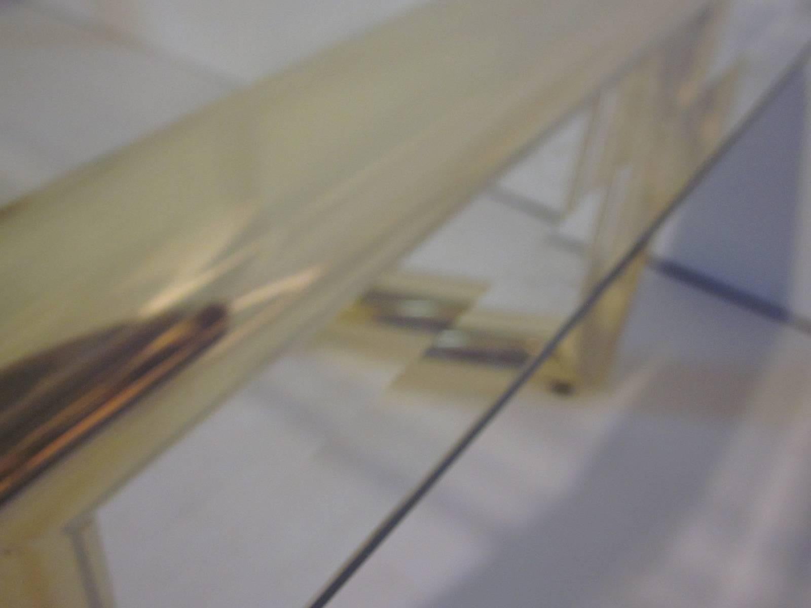 Karl Springer Styled Brass and Glass Coffee Table In Excellent Condition In Cincinnati, OH