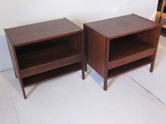 Florence Knoll Styled Walnut Nightstands or End Tables
