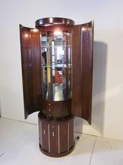 Walnut Column Illuminated Bar Cabinet