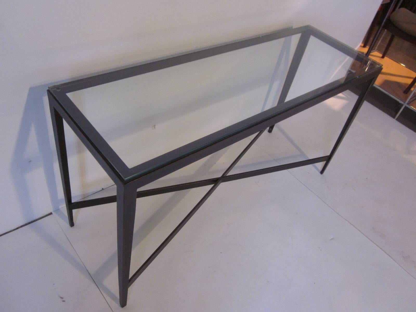 Steel and Plate Glass Console Table In Excellent Condition In Cincinnati, OH
