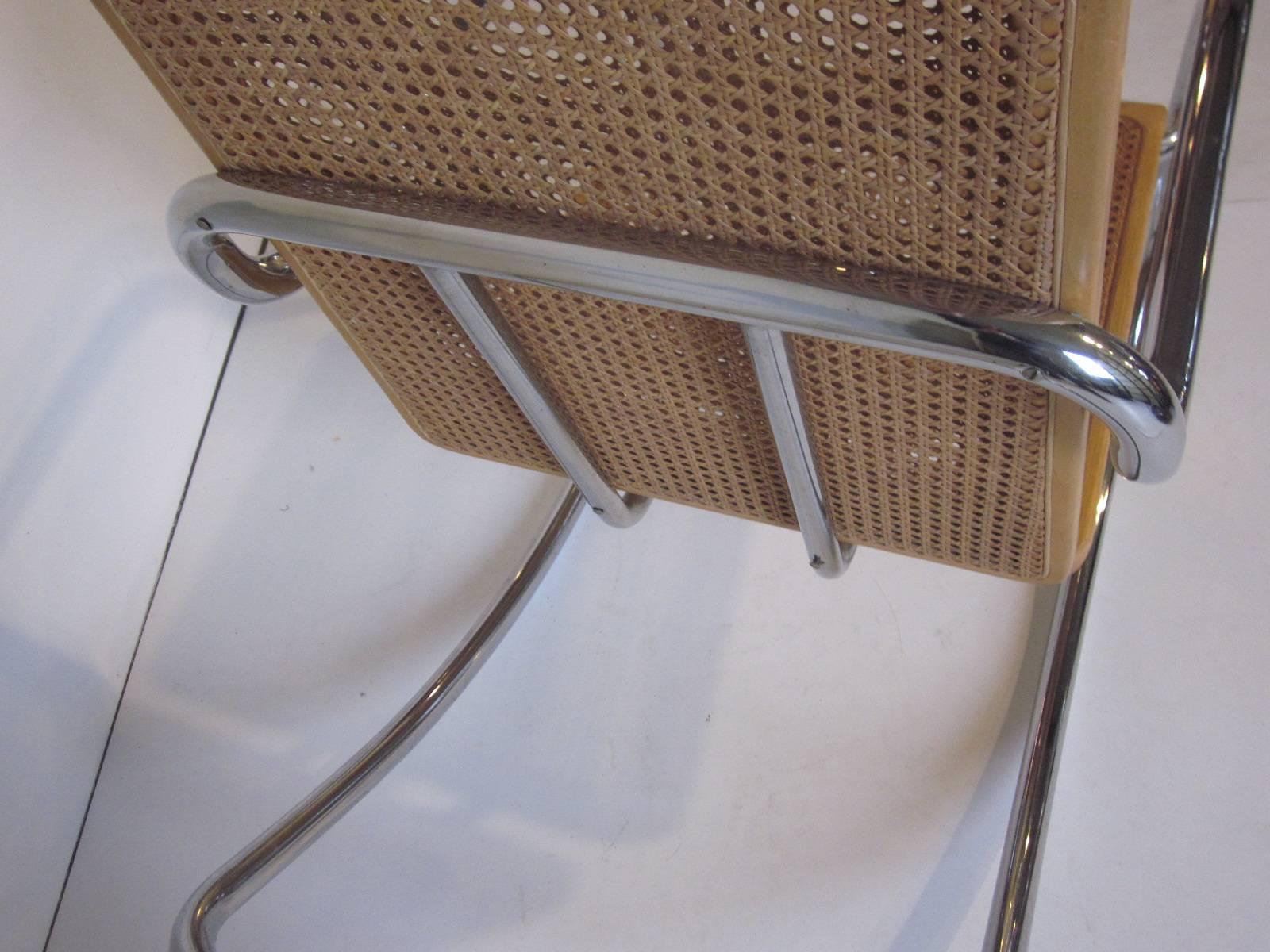Italian Chrome and Wood Caned Rocking Chair 1