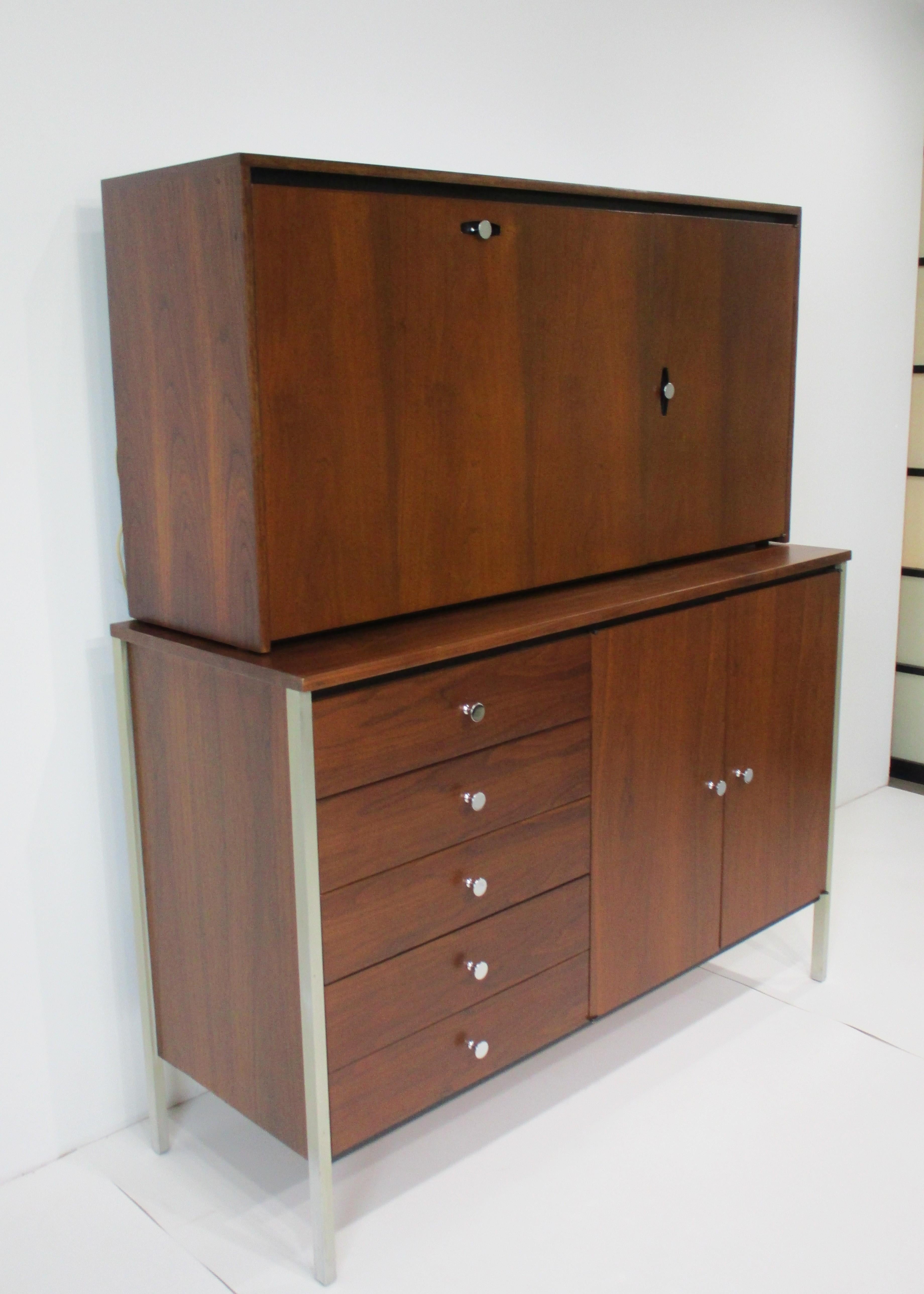 American Rare Paul McCobb 2pc. Bar Cabinet by H. Saks & Sons Connoisseur Collection For Sale