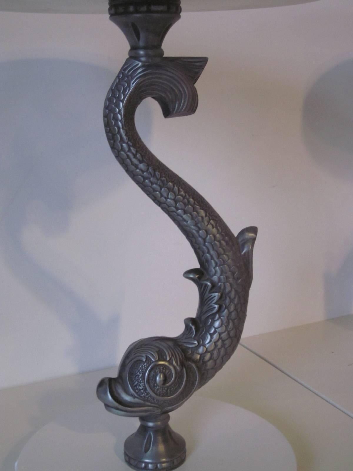 Art Deco Cast Metal Fish Pedestal End Tables