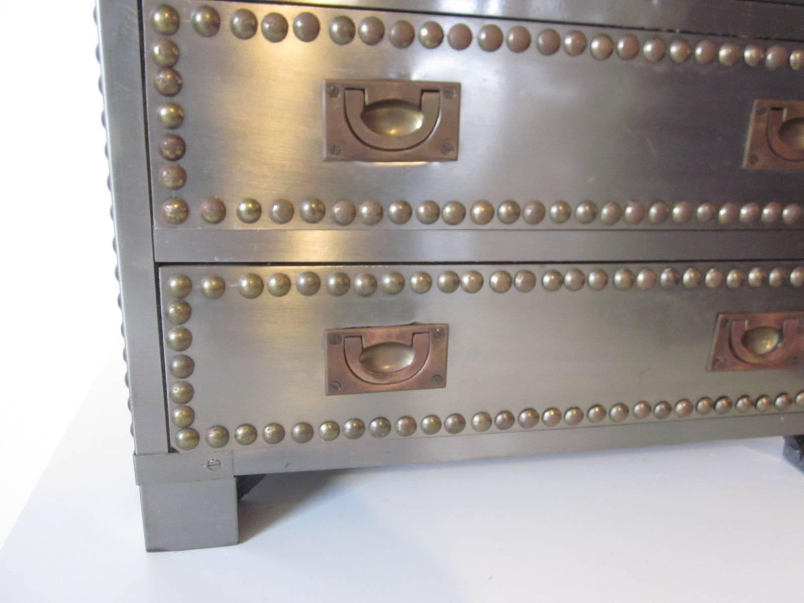 Metal Stainless and brass Studded Industrial Styled Jewelry Chest / Box