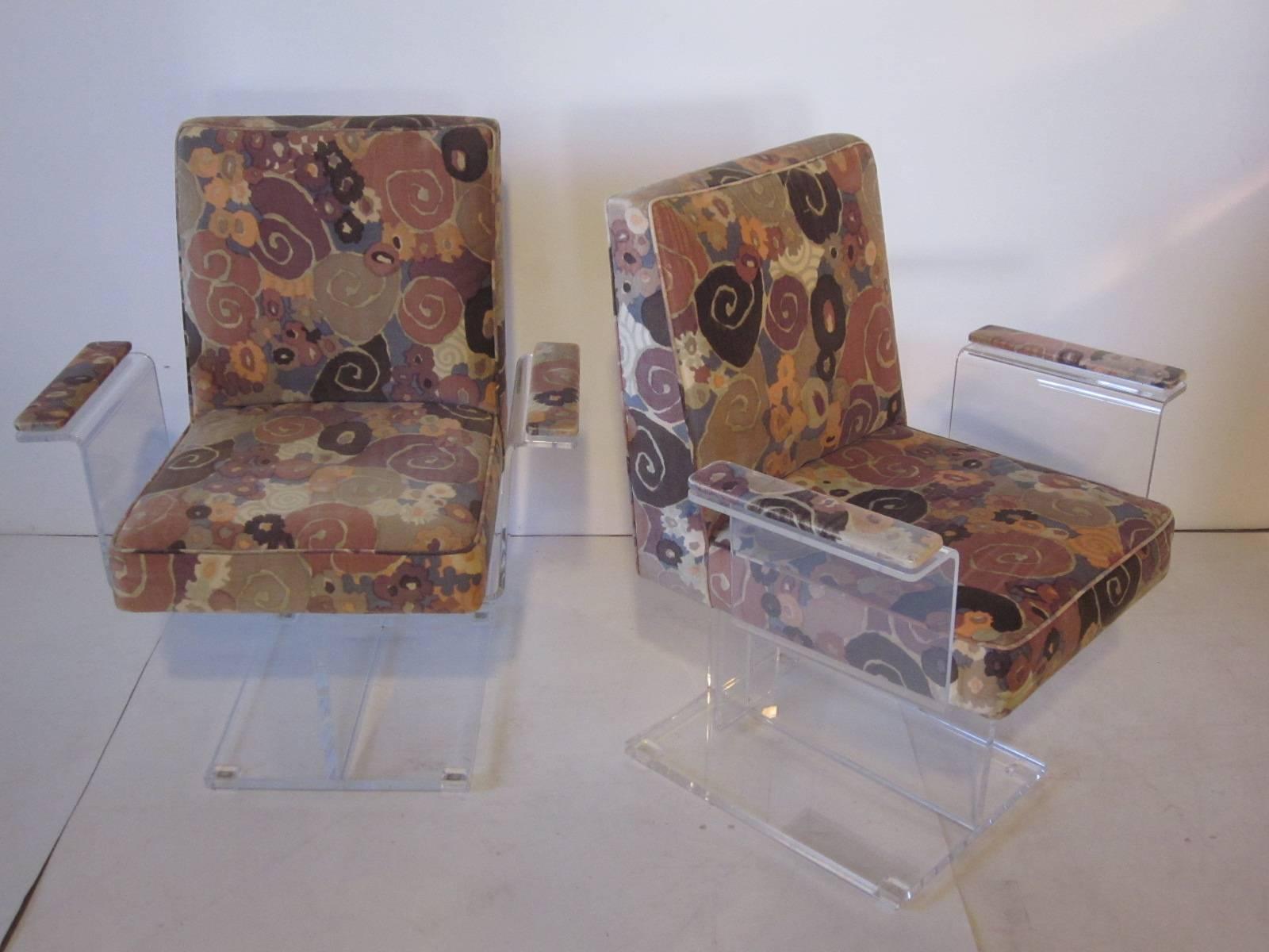 Vladimir Kagan Pedestal Armchairs With Larsen Fabric 1