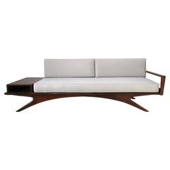 Mid-Century Modern Sculptural Walnut Daybed Sofa by Otmar