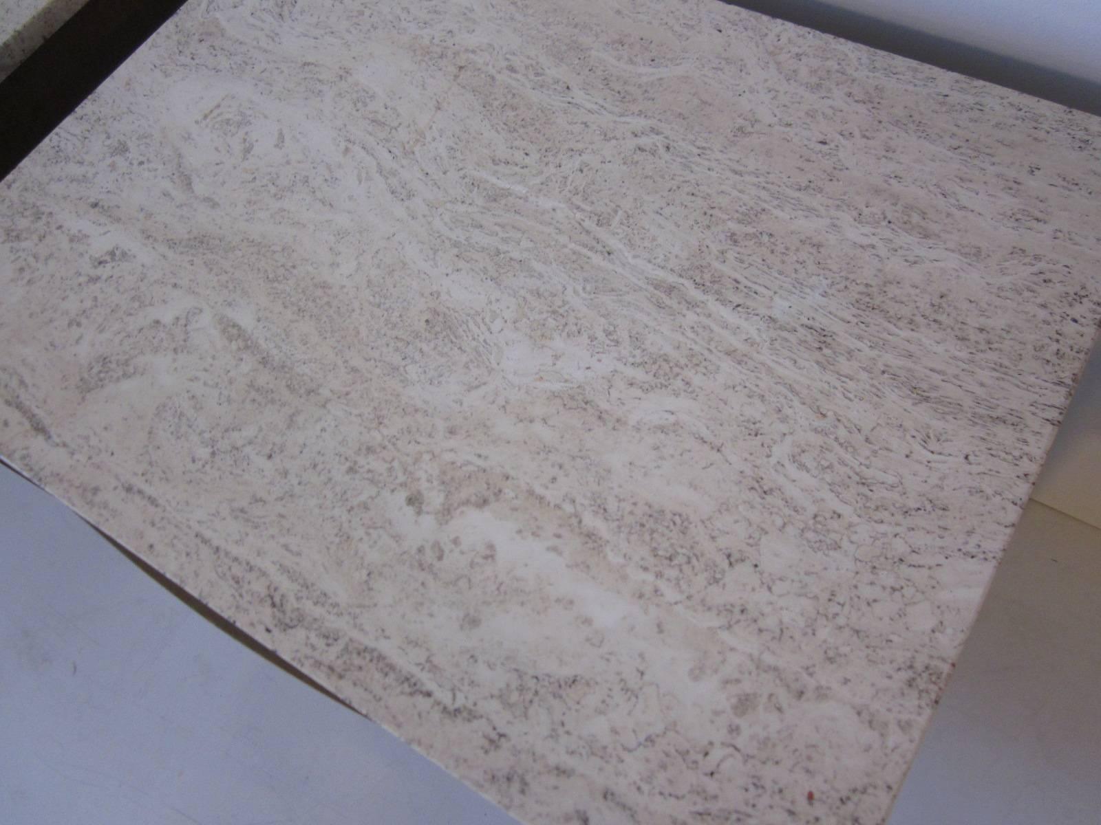 Italian Travertine Topped Nightstands or End Tables In Excellent Condition In Cincinnati, OH