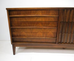 Mid Century Walnut 9 Drawer Dresser in the style of Altavista Lane