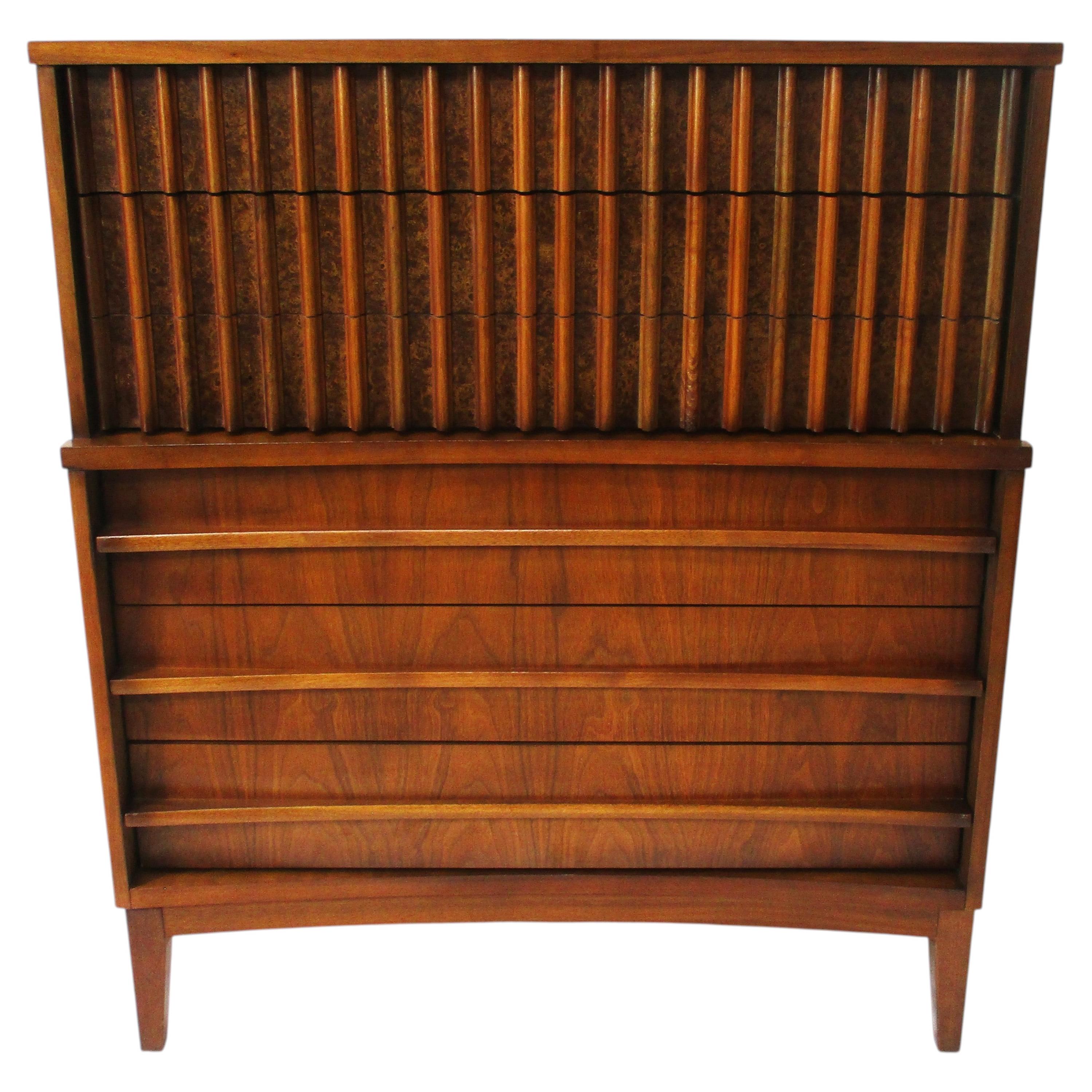Walnut Highboy Dresser in the style of Altavista Lane