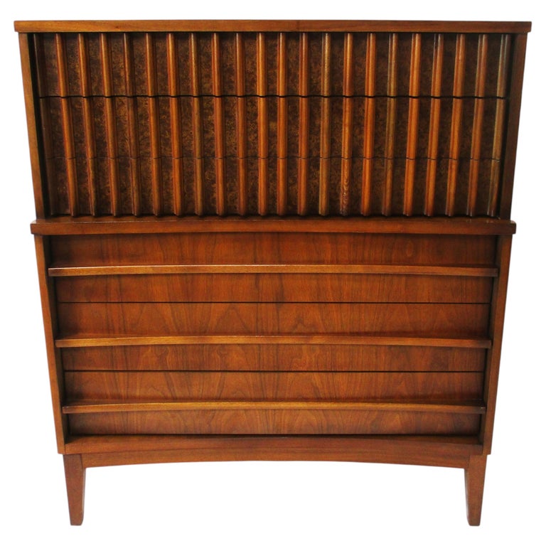 Walnut Highboy Dresser in the style of Altavista Lane