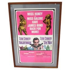 James Bond Is Back 1966 Goldfinger Dr. No Vintage Movie Poster w/ Sean Connery