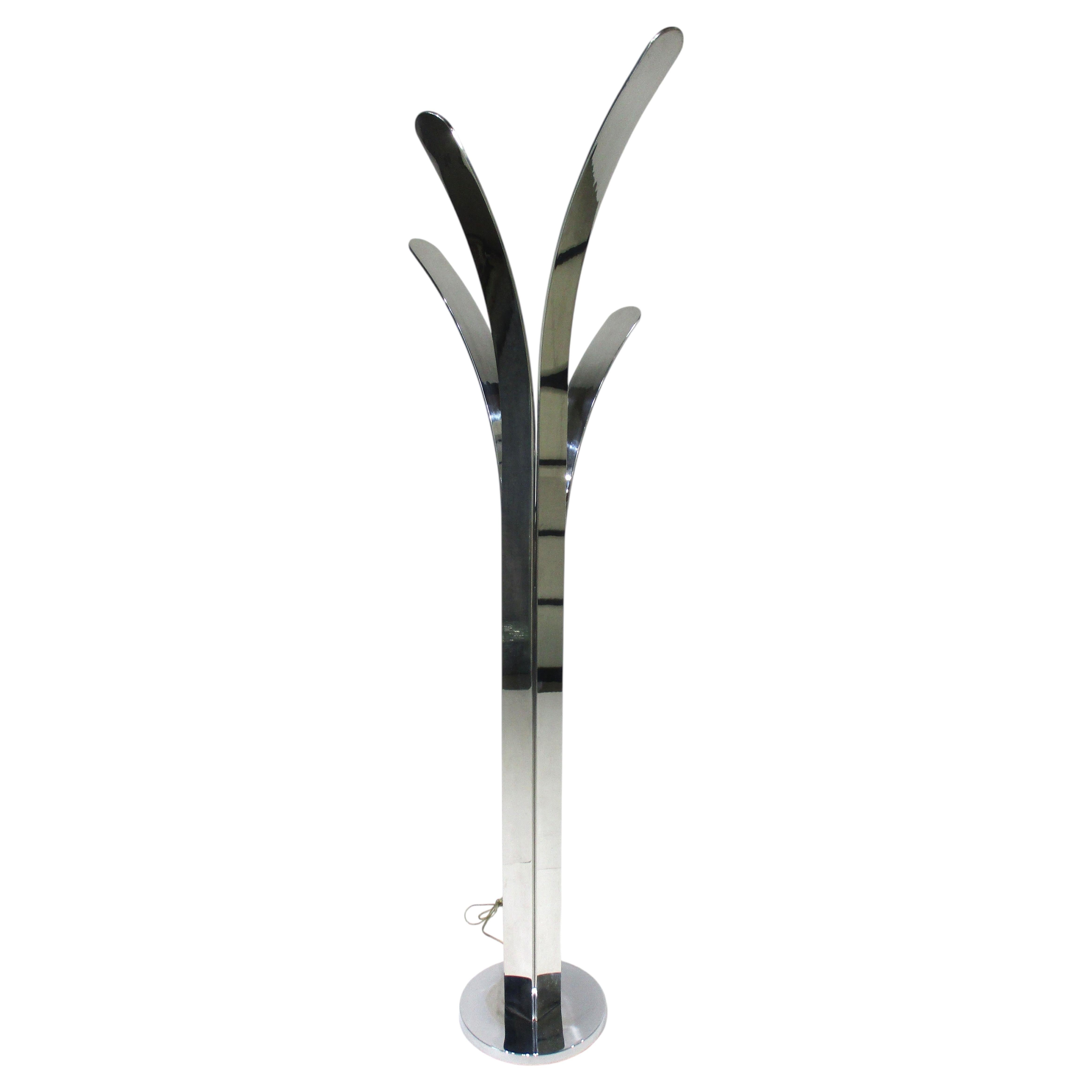 Pre-owned Lightolier 70's Polished Aluminum Spray Floor Lamp In The Style Of  In Clear