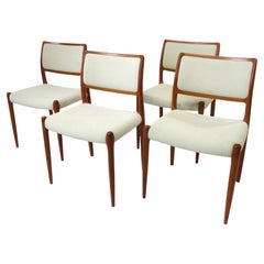Neils O. Moller Teak Upholstered Dining Chairs by J.L. Moller Denmark