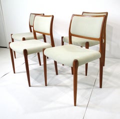 Neils O. Moller Teak Upholstered Dining Chairs by J.L. Moller Denmark
