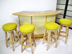 Unique Mid Century Bamboo Bar w/ 4 Stools in the style of Tiki