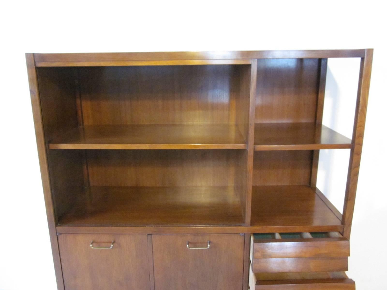 Mid-Century Modern American of Martinsville Tall Walnut Cabinet Server, Bookcase or China Hutch