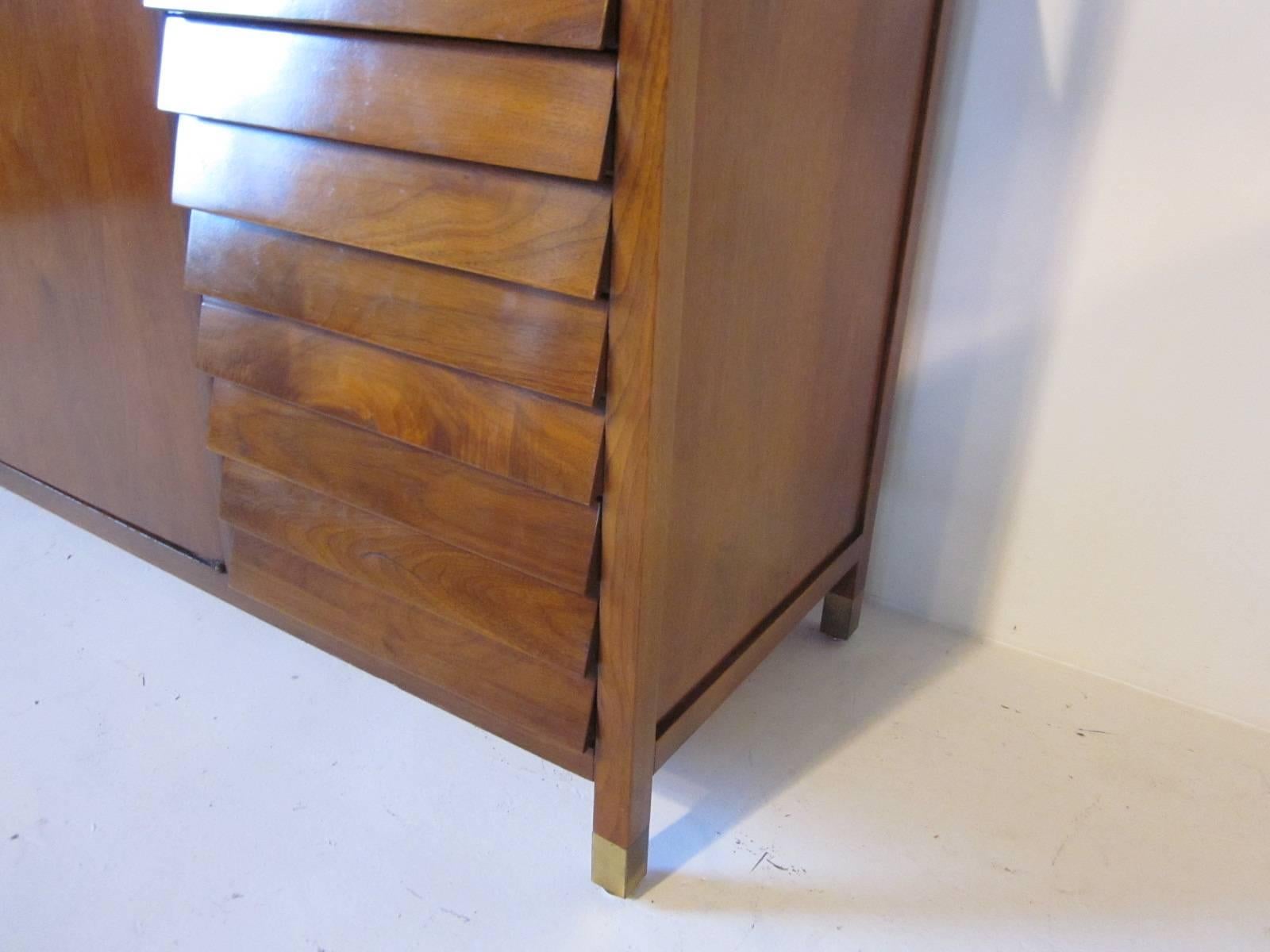 20th Century American of Martinsville Tall Walnut Cabinet Server, Bookcase or China Hutch
