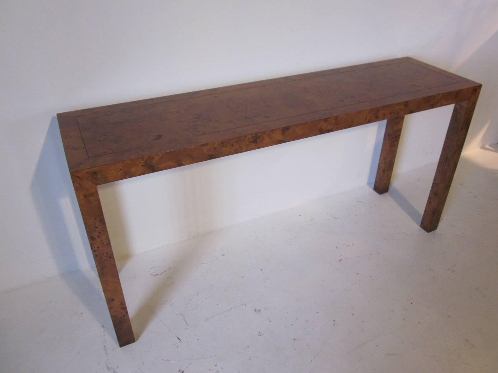 Mid-Century Modern Widdicomb Burl Wood Console Table