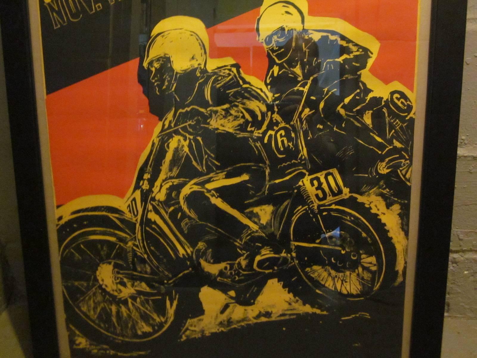 Modern Earl Newman Vintage Hopetown Grand-Prix Moto Cross Motorcycle Poster 