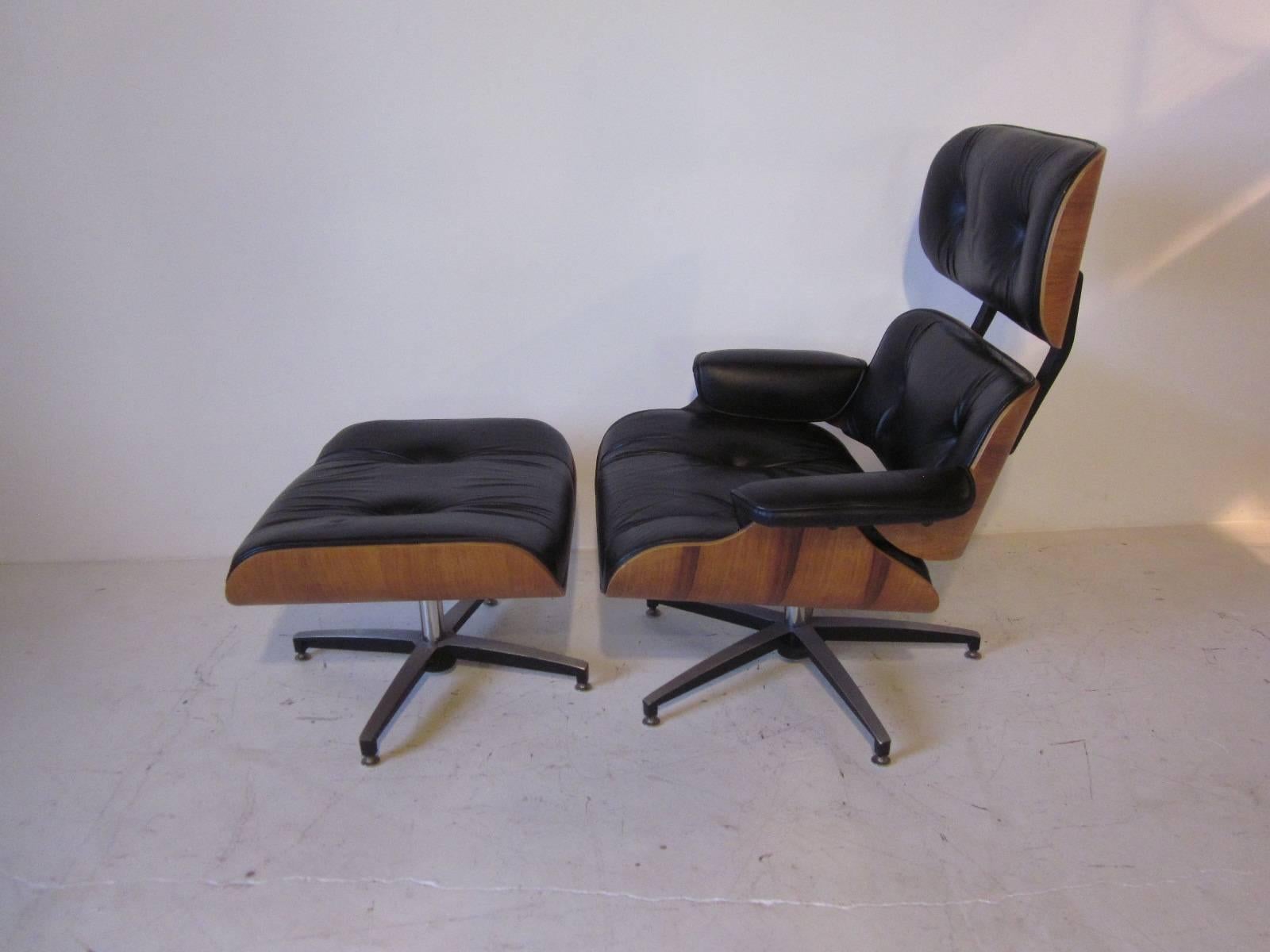 Mid-Century Modern Eames Styled Lounge Chair and Ottoman