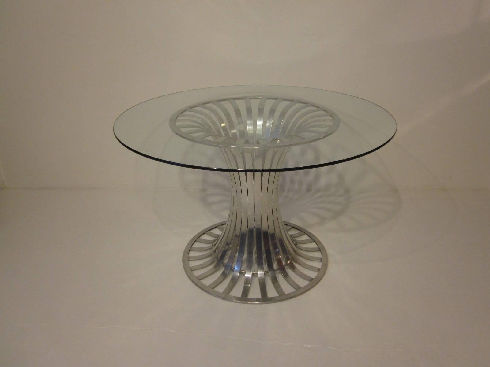 20th Century Russell Woodard Aluminium and Glass Dining / Game Table