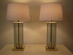 Sciolari Brass and Glass Rod Table Lamps