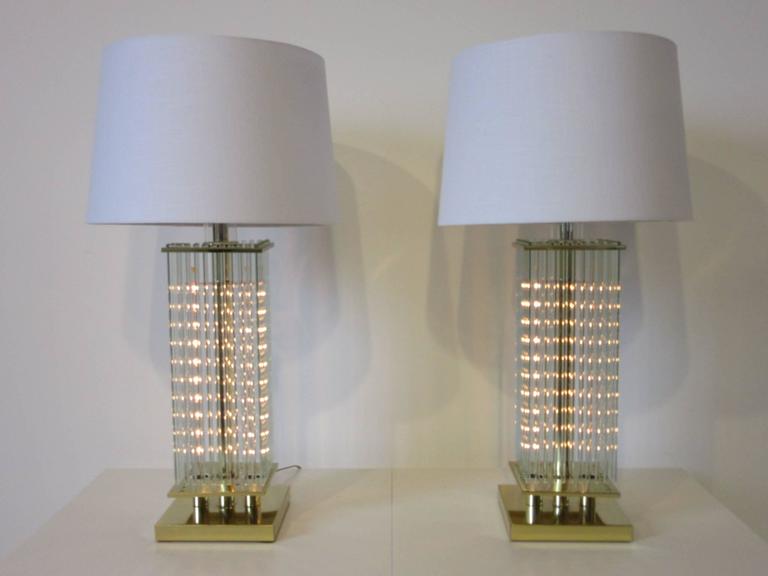 Sciolari Brass and Glass Rod Table Lamps at 1stDibs