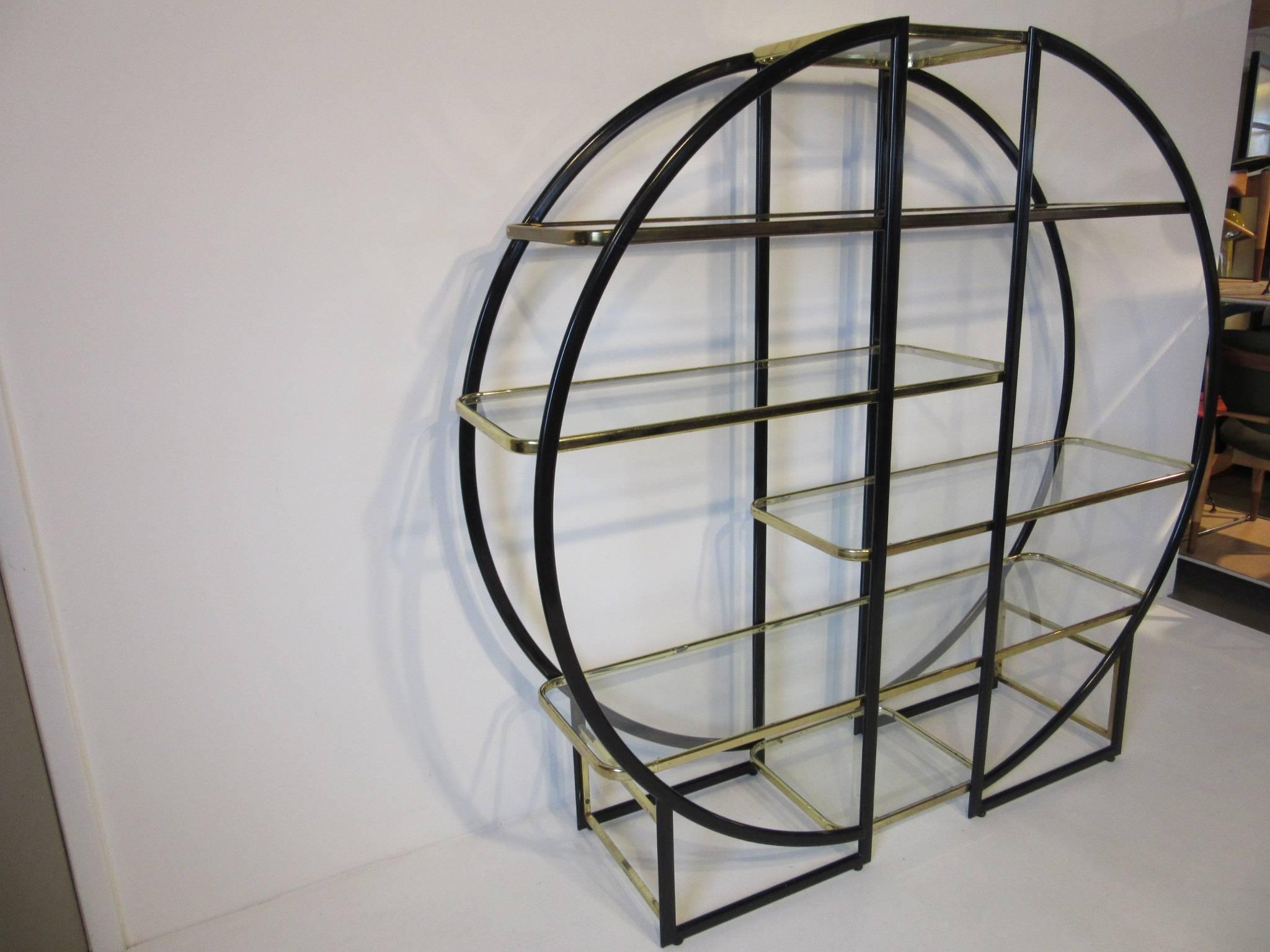Modern Pierre Cardin Styled French Brass and Glass Etagere 