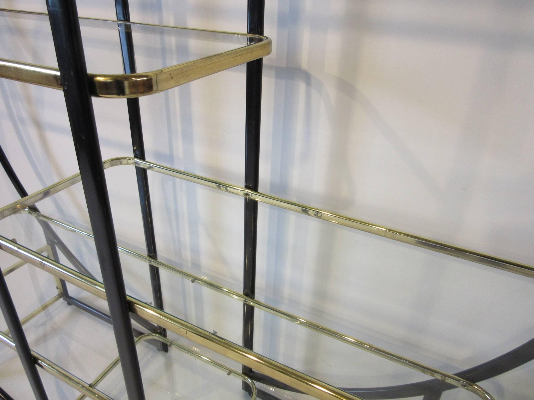 Pierre Cardin Styled French Brass and Glass Etagere  In Good Condition In Cincinnati, OH