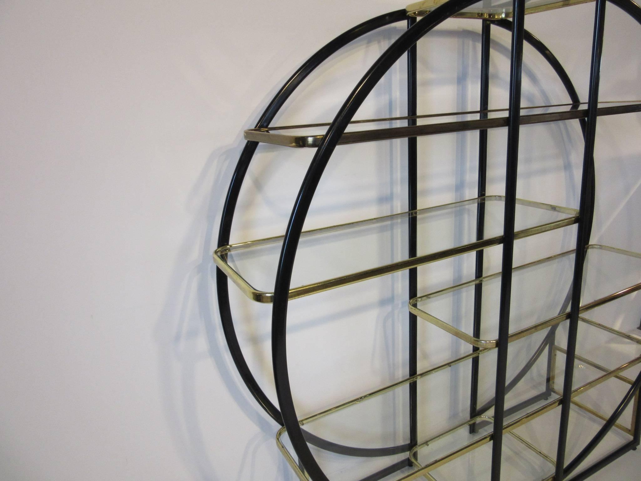 20th Century Pierre Cardin Styled French Brass and Glass Etagere 