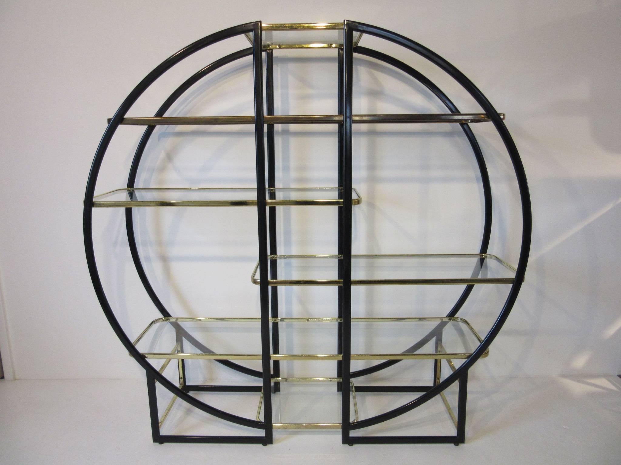 Pierre Cardin Styled French Brass and Glass Etagere  1