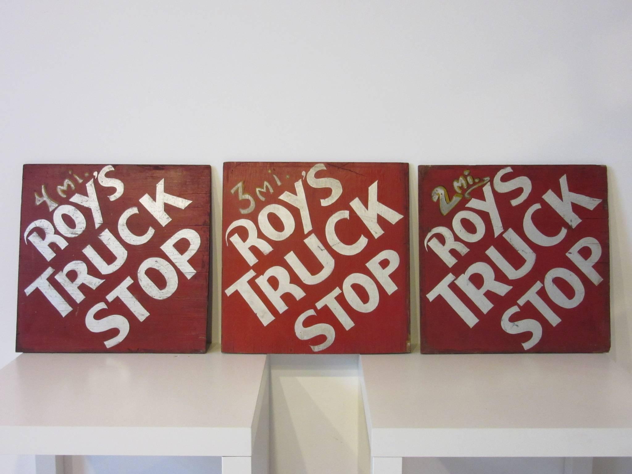 20th Century Folk Art Roy's Truck Stop Directional Signs