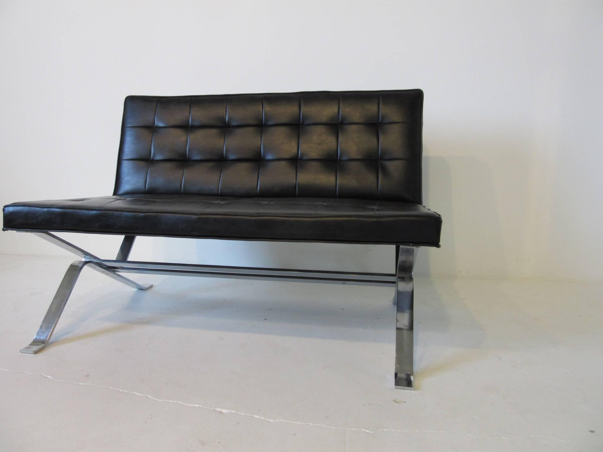 Robert Haussmann Barcelona Loveseat in the Style of Van Der Rohe In Good Condition In Cincinnati, OH