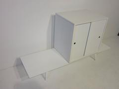 Paul McCobb Planner Group Cabinet on Bench in Rare Factory White Finish
