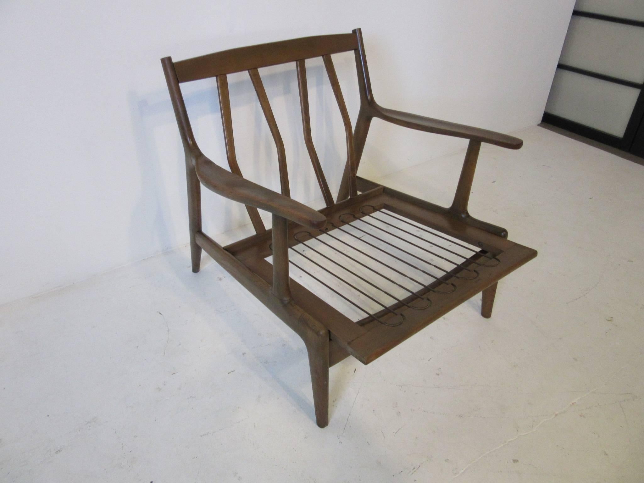 Upholstery Italian Danish Styled Wood Framed Upholstered Lounge Chair