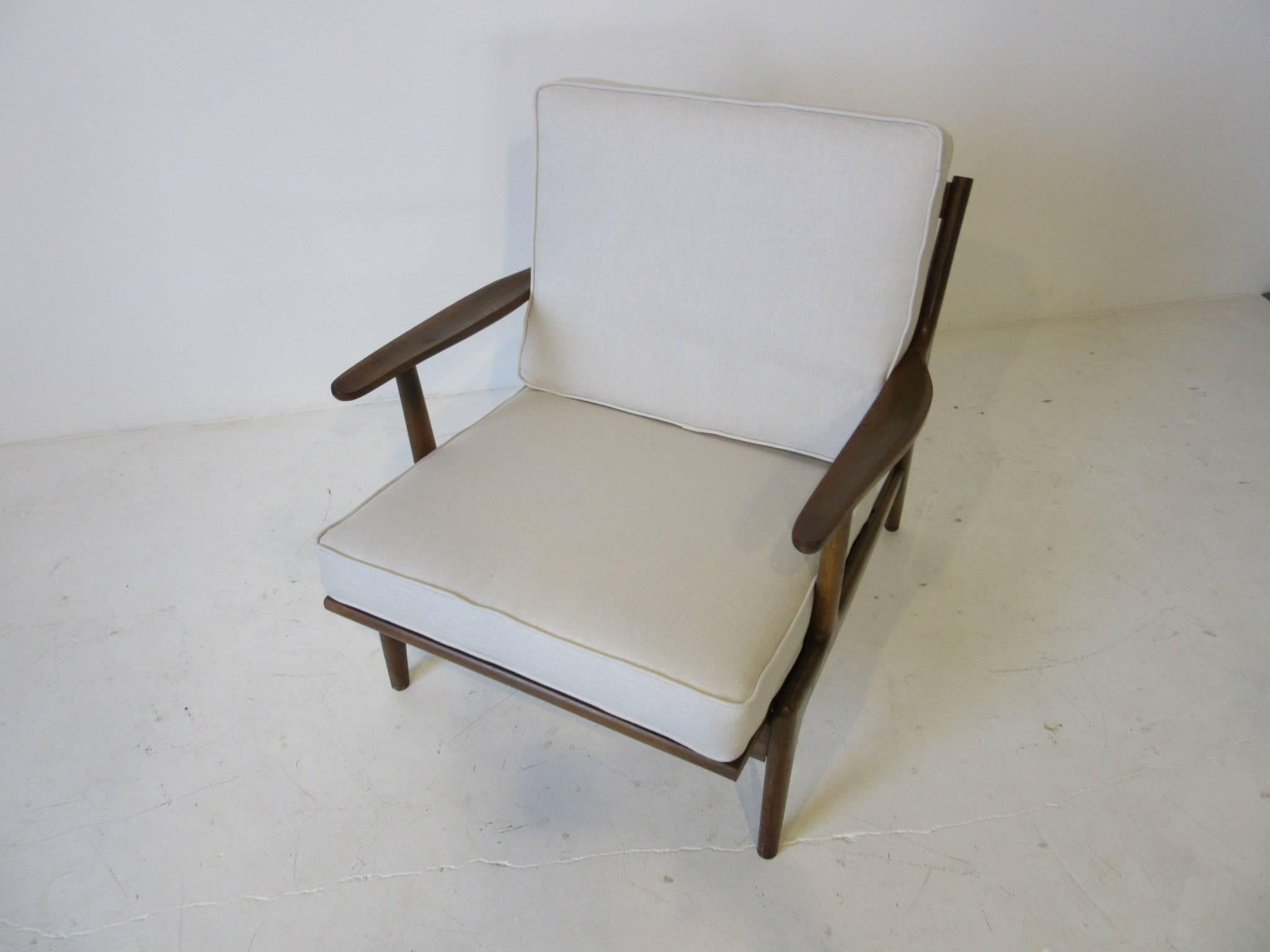 Italian Danish Styled Wood Framed Upholstered Lounge Chair 1