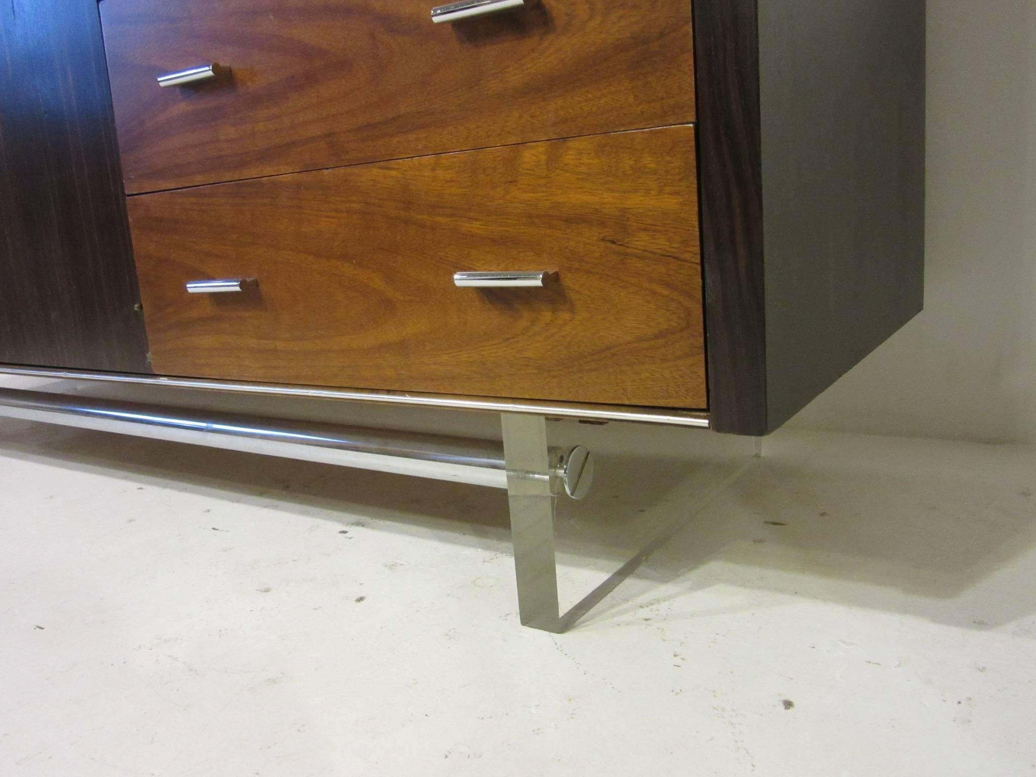 Rosewood and Lucite Dresser Chest 1