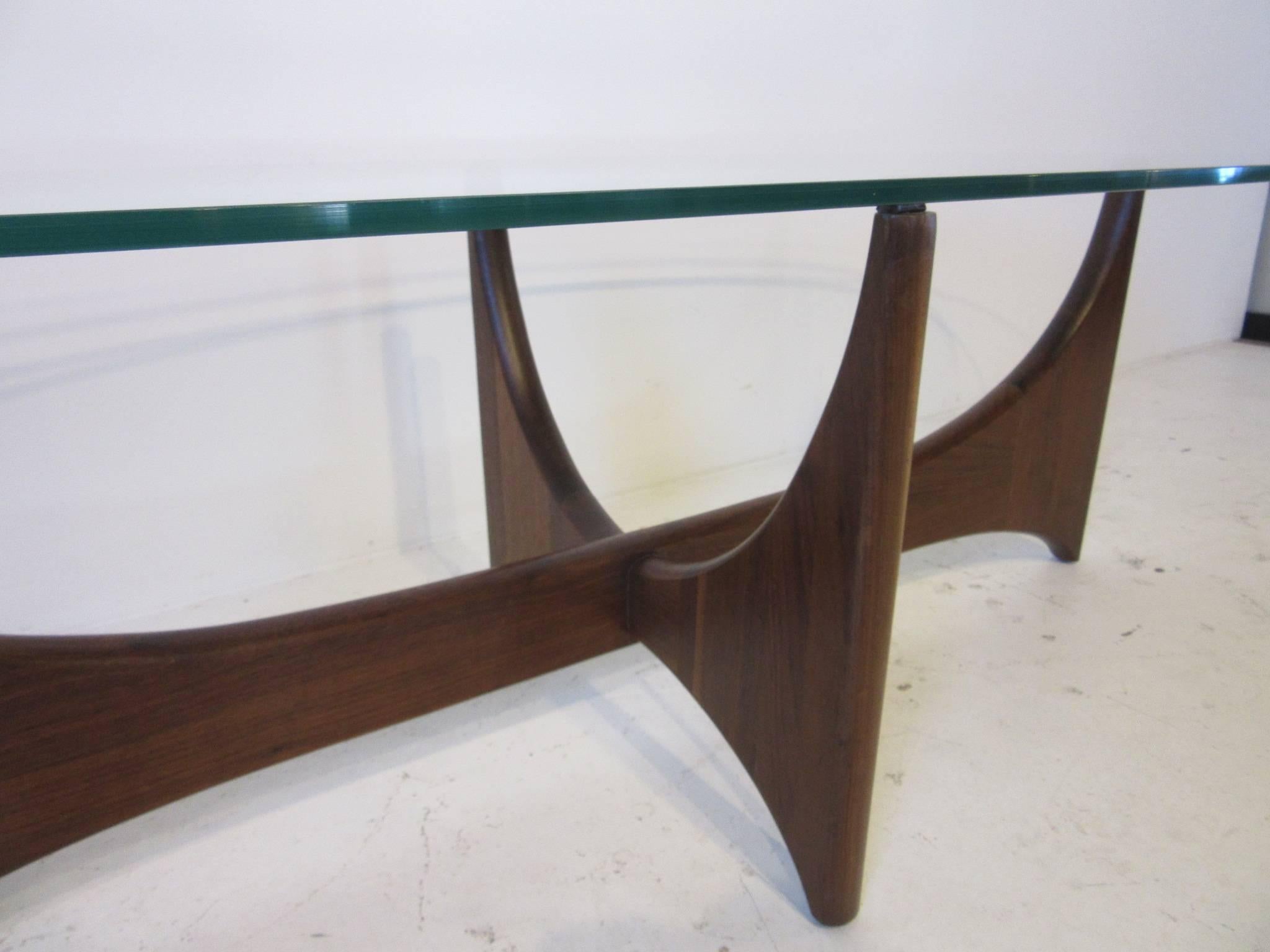 Mid-Century Modern Sculptural Walnut and Glass Adrian Pearsall Coffee Table