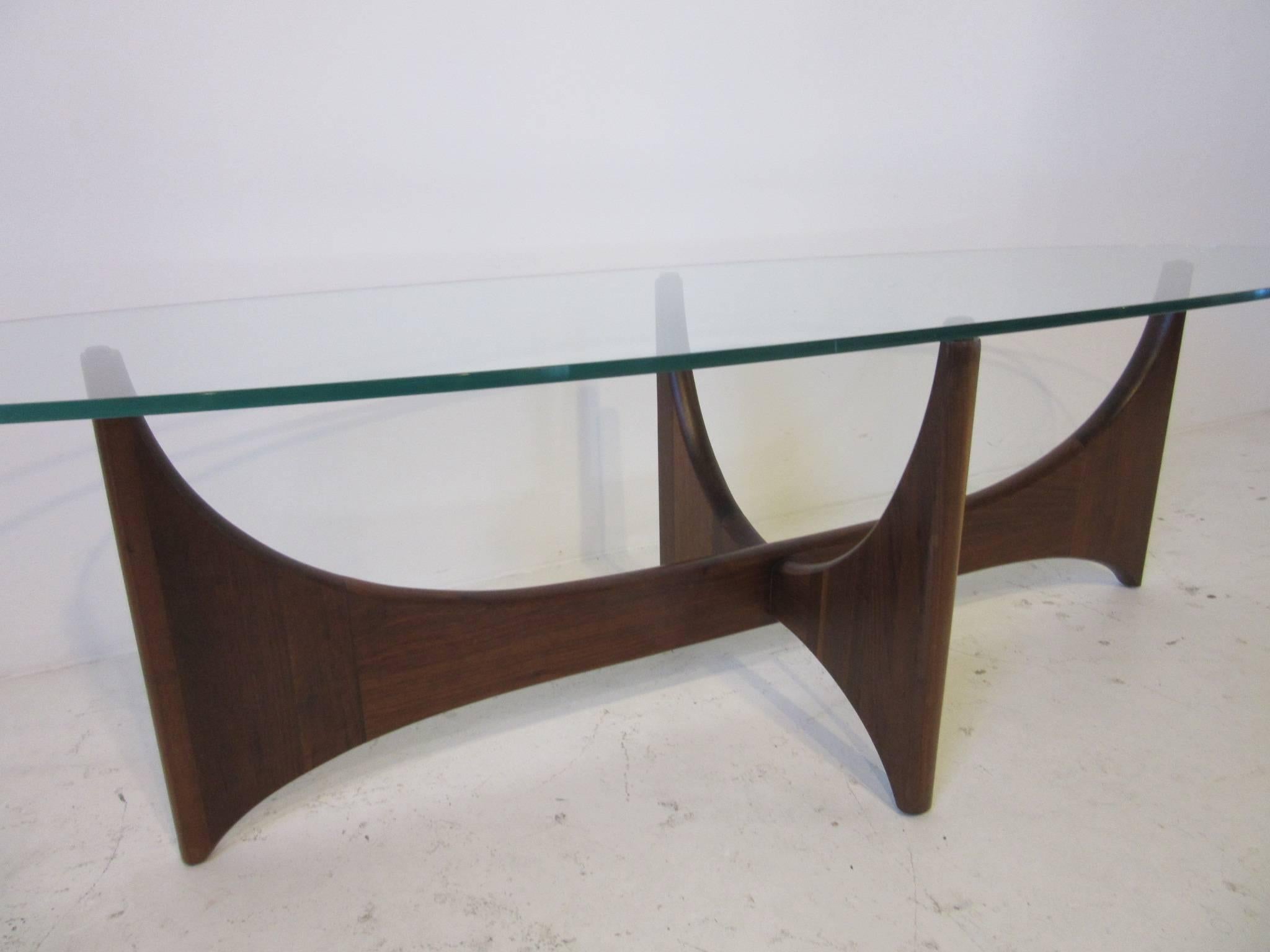 American Sculptural Walnut and Glass Adrian Pearsall Coffee Table