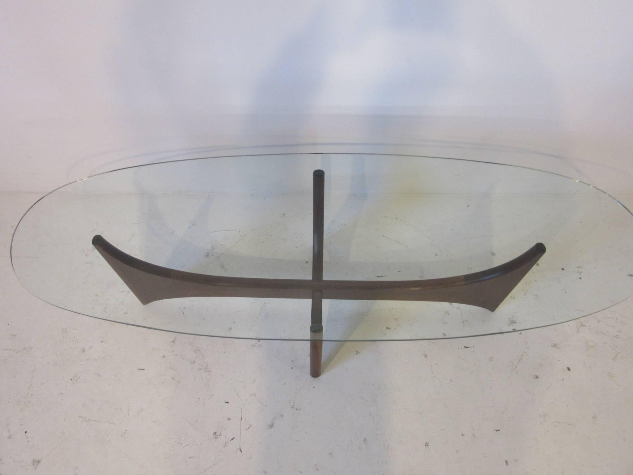 20th Century Sculptural Walnut and Glass Adrian Pearsall Coffee Table