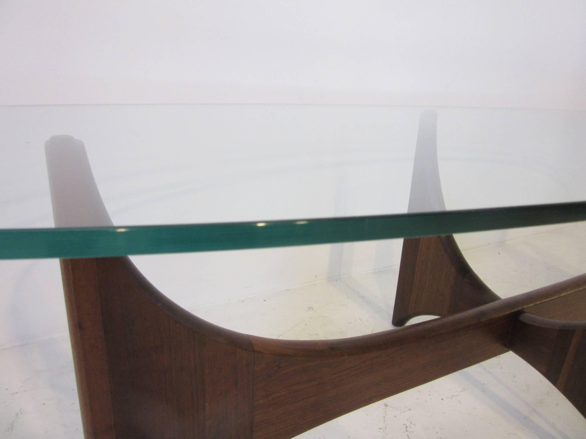 Sculptural Walnut and Glass Adrian Pearsall Coffee Table In Good Condition In Cincinnati, OH