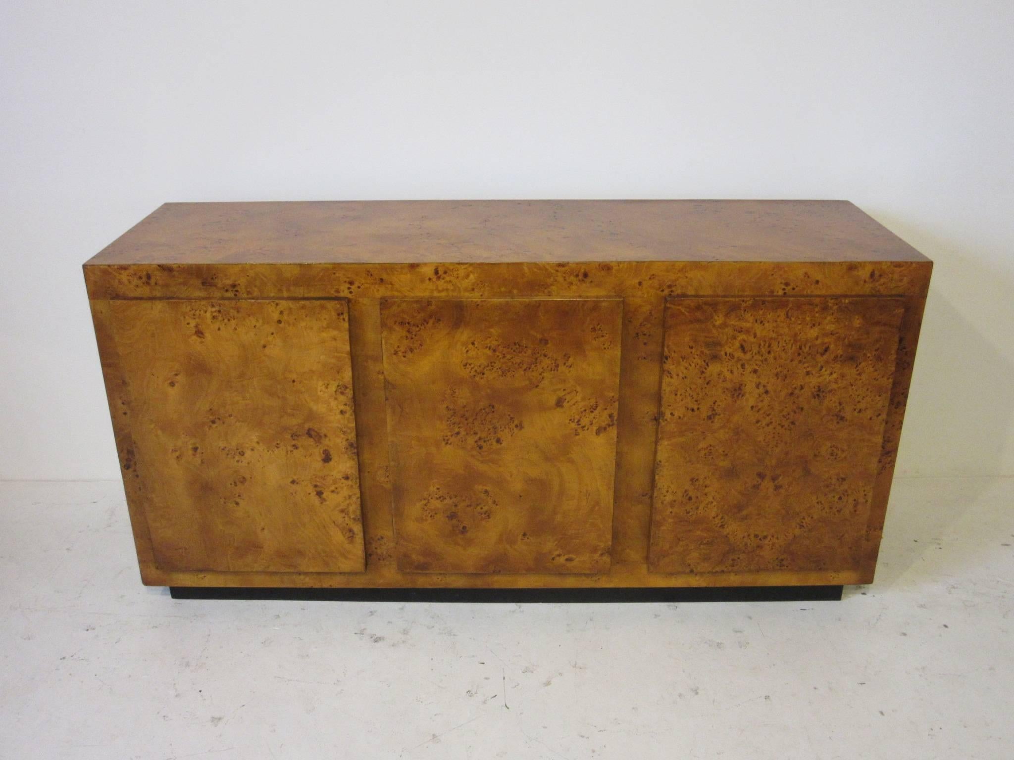 Burl Wood Credenza Cabinet in the Style of Milo Baughman 2